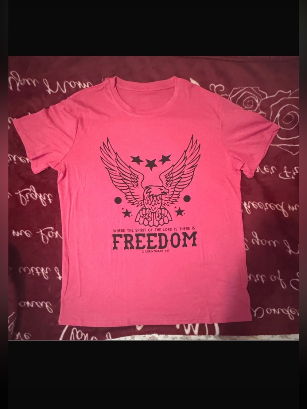 Freedom Graphic Crewneck Tee - Pink